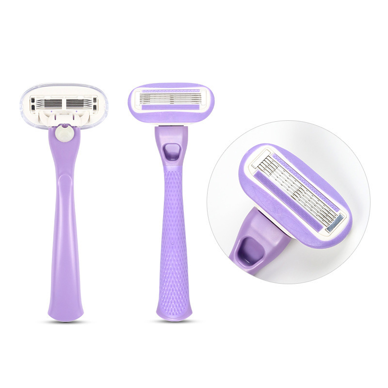 New triple & five blade razor ladies razor system 3 blade with lubricating strip guard bar for women shaving