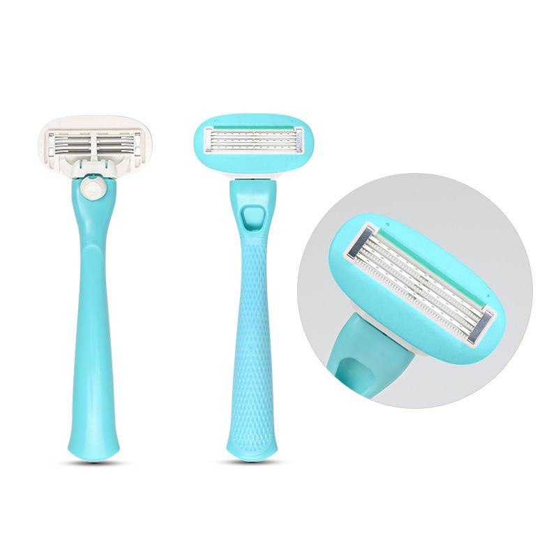 New triple & five blade razor ladies razor system 3 blade with lubricating strip guard bar for women shaving