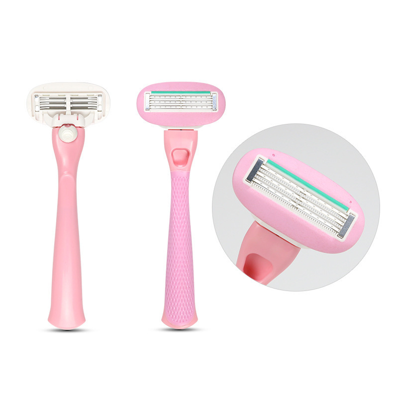 New triple & five blade razor ladies razor system 3 blade with lubricating strip guard bar for women shaving