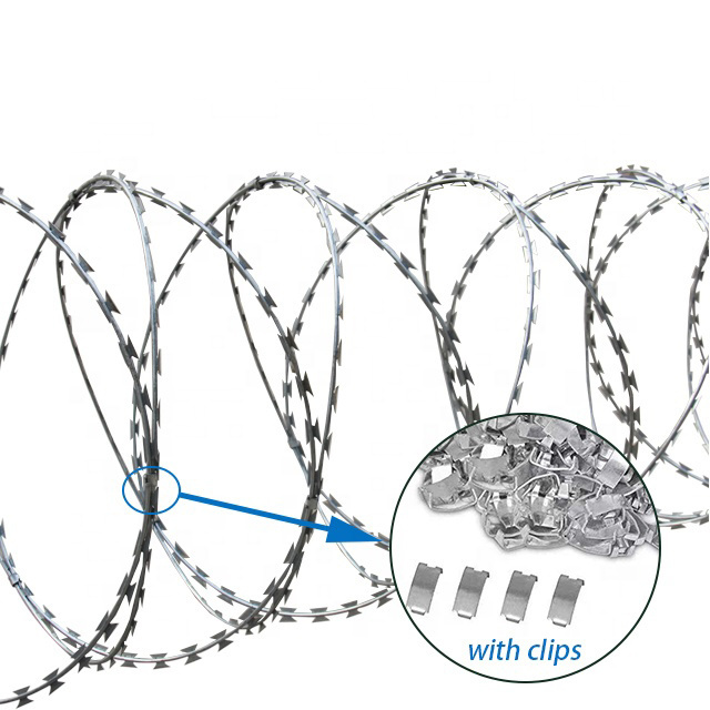 bto 22 low price concertina wire hot dipped galvanized razor barbed wire price for sale anti climb razor wire