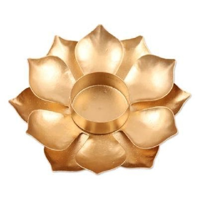 Gold Blooming Lotus Flower Tea Light Candle Holders Tea light for home decoration handmade gold candle votive