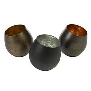 High quality handmade Stylish iron tealight cup color black votive metal candle holder