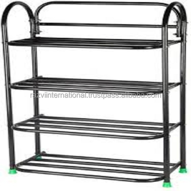 Tall metal iron 3 tier black book stand for home