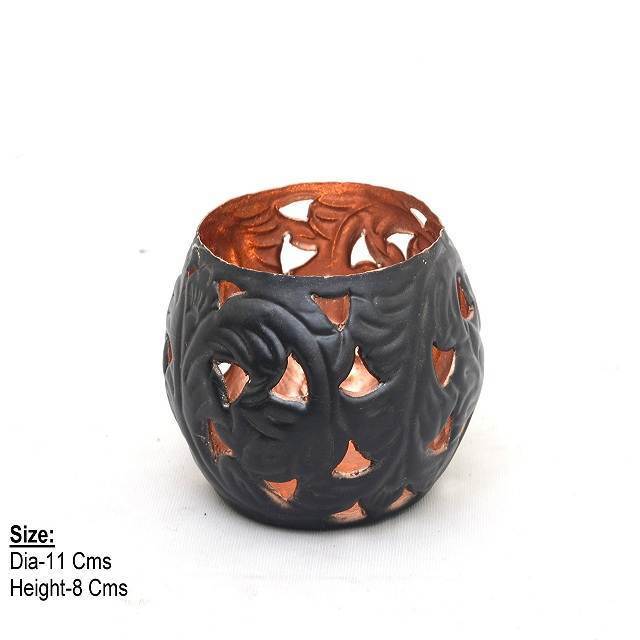 High quality handmade Stylish iron tealight cup color black votive metal candle holder