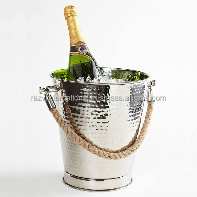 White color Wine Tool fancy mini champagne ice bucket stainless steel insulated metal ice bucket spherical ice cooler