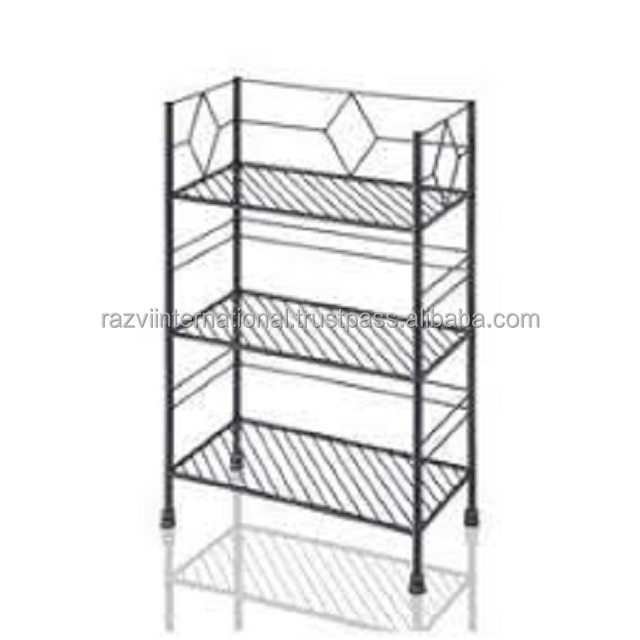 Tall metal iron 3 tier black book stand for home