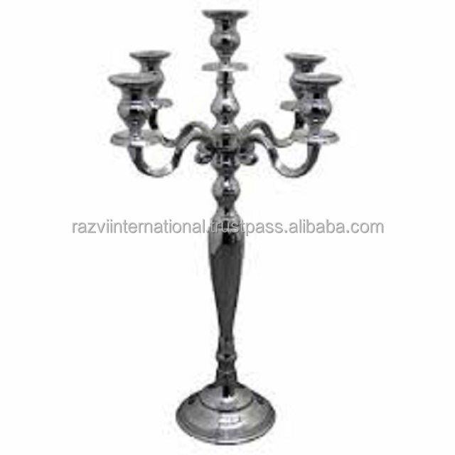 Black powder coated wedding centerpiece handmade crystal ball 5 arms candelabra