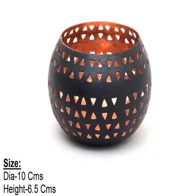 High quality handmade Stylish iron tealight cup color black votive metal candle holder