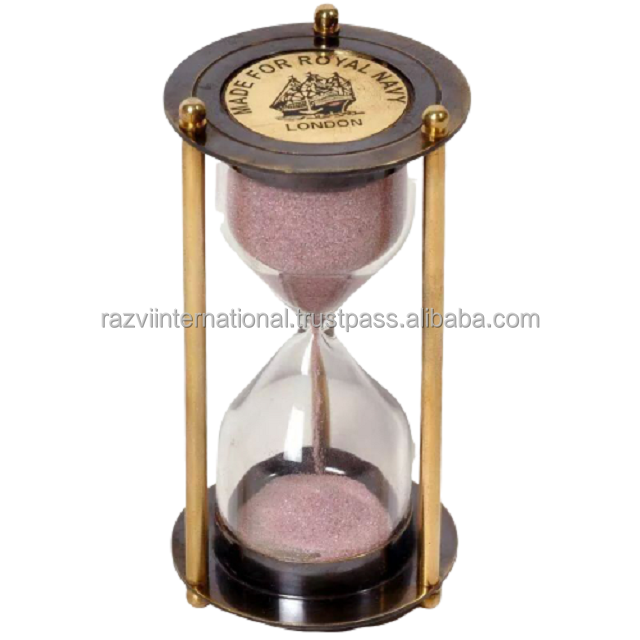 10 15 30 60 Minutes Hand-Blown Hourglass Brass and Wooden Sand Timer