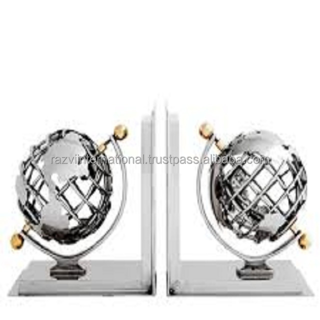 New art globe bookend nickle plated bookend