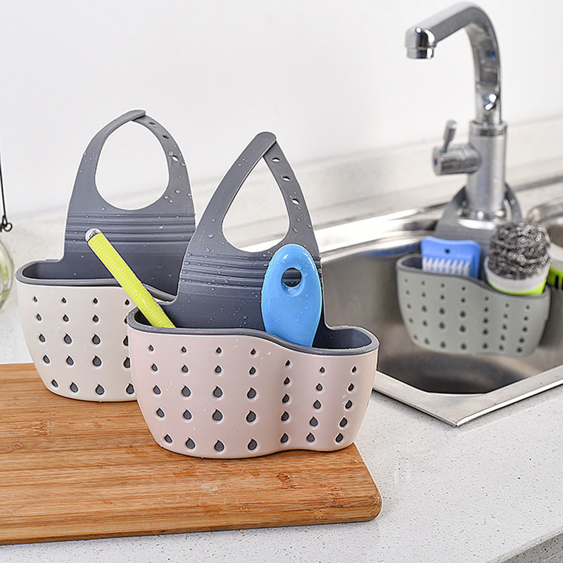 Sink Accessories Organizer Rack Adjustable Soap Sponge Holder Shelf Hanging Drain Basket For Kitchen