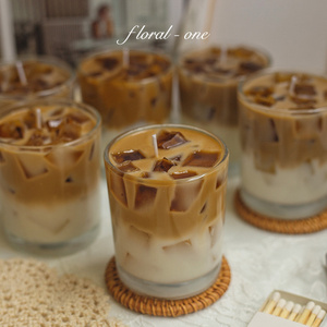 Iced Latte Scented Candles Coffee with Glass Cup Smokeless Creative Aromatherapy Ornament Gift Gel Wax Home Desk Decoration