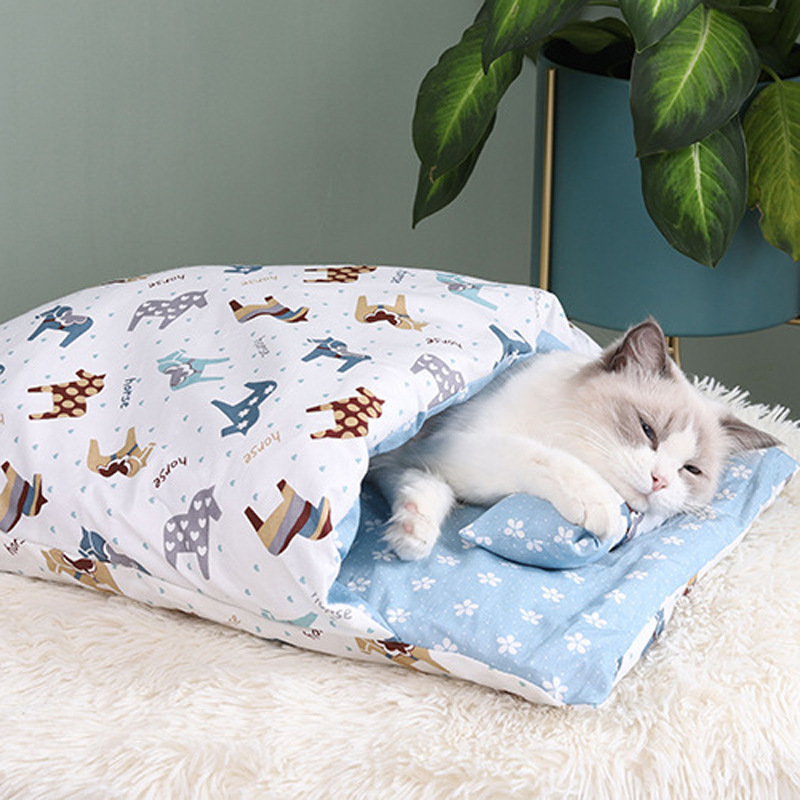 ROBBEN four seasons Cat litter Cotton cat sleeping bag closed removable washable cat quilt winter warm sleeping bag dog kennel