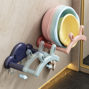 Bunny washbasin storage rack retractable washbasin rack bathroom non perforated storage hook