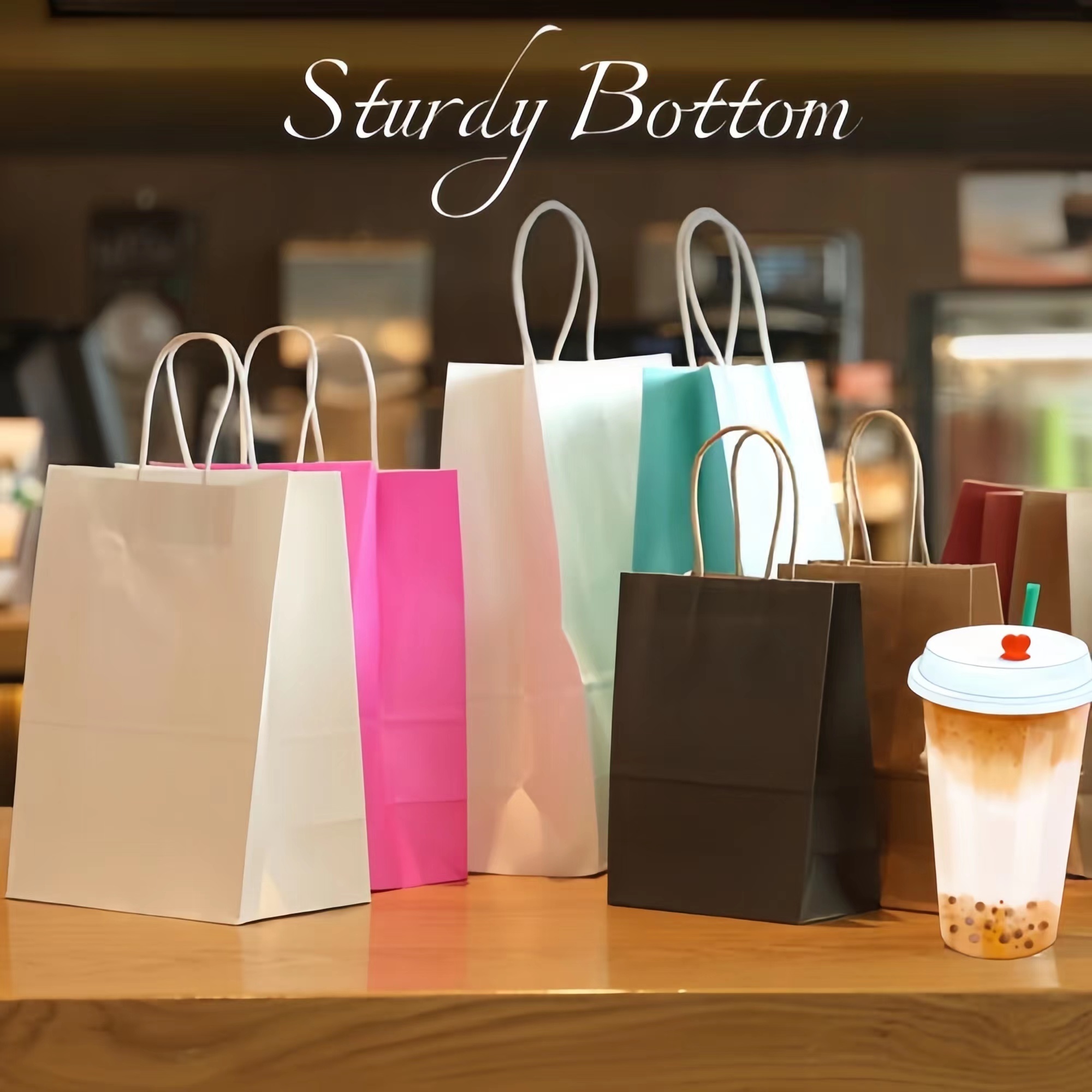 Square Bottom Kraft Paper Shopping  Cosmetic Perfume Gift Bag Luxury Handle Custom Logo Printed Presents Bag For Clothes Toys