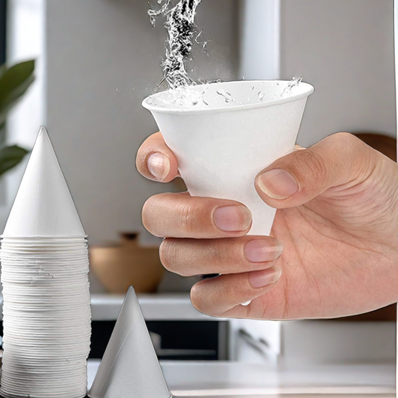 Customized Printed White Paper Snow Cones Waxed Coated Leak proof Paper Shaved Ice Cone Drinking Cups Dispenser Water Cone Cups