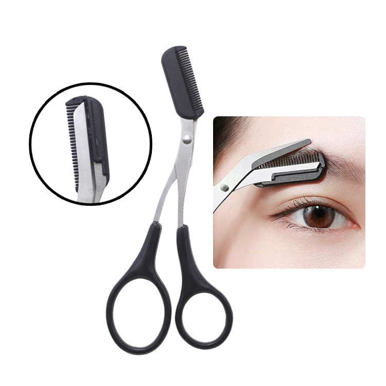 Private Label Black Eyebrows And Eyelashes Tools Personal Makeup Eyebrow Tweezers Set With Scissors