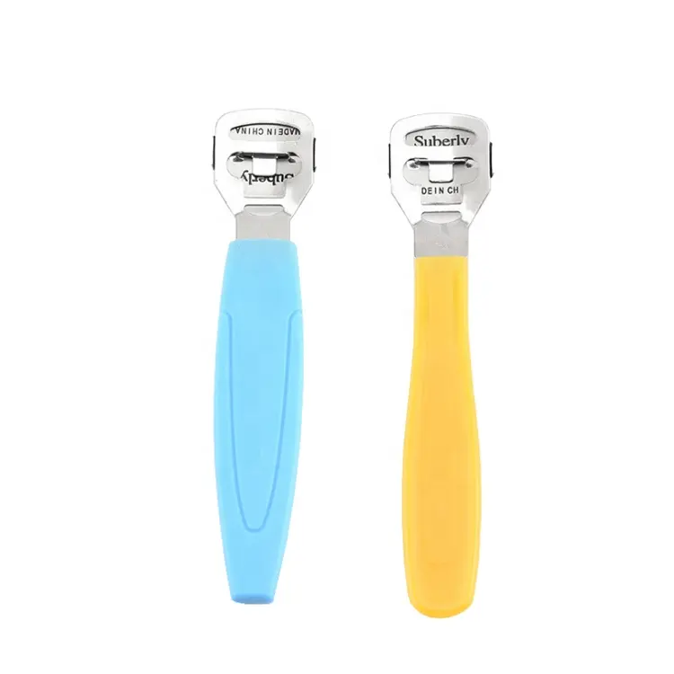 Hot selling pedicure tools small plastic handle foot file callus remover shaving razor for feet