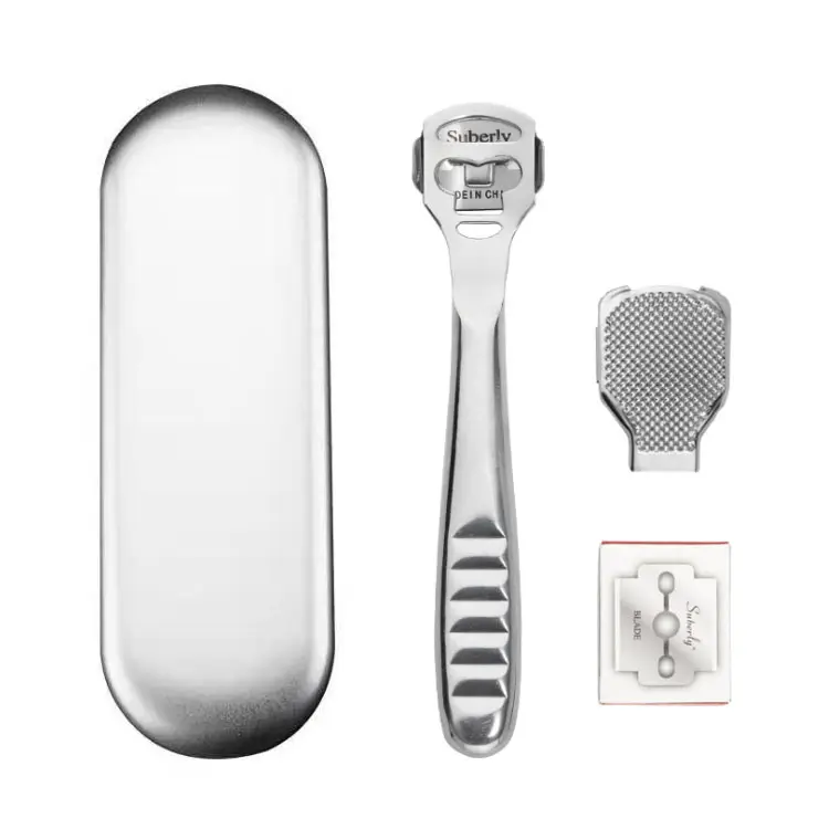 Handle Callus Shaver Set with Replacement Slices Blades Stainless Steel Foot File Metal Blade Foot Rasp