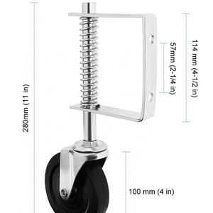 4 inch Rubber Caster Wheel Spring Loaded Roller Sliding Fence Gate Wheel