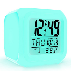 7 Colors Changing Night Light Children Desk Clock Kids Alarm Clock Small Led Digital Clock