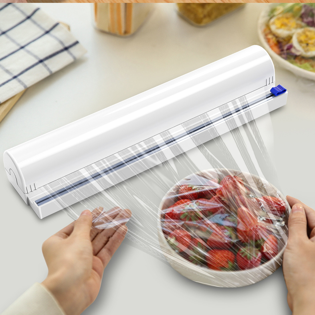 Kitchen Wholesale Customized Food Grade Cutting Cling Film Pc Material Plastic Wrap Dispenser