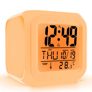 Hot Sale Listing Creative 7 Colors Changing Night Light Children Date Time Sublimation Desk Clock