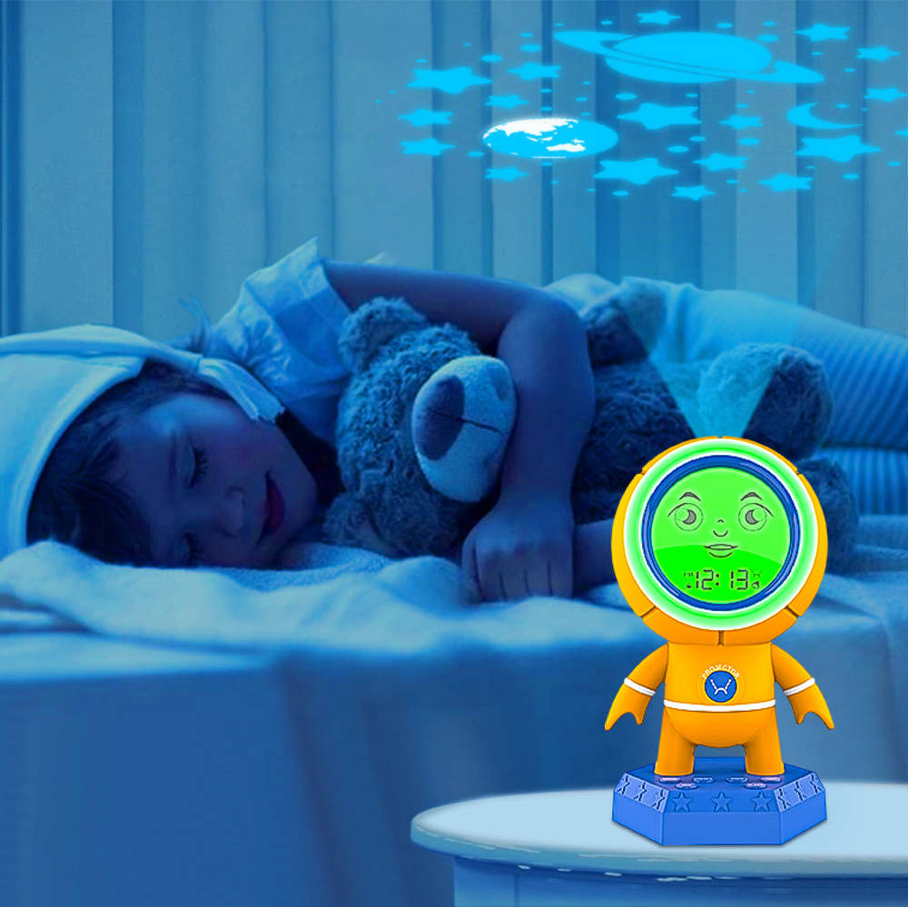 2022 Popular Version New Lcd Children Projection Clock Child Lock With Sleep Trainer  Star Projector Night Light