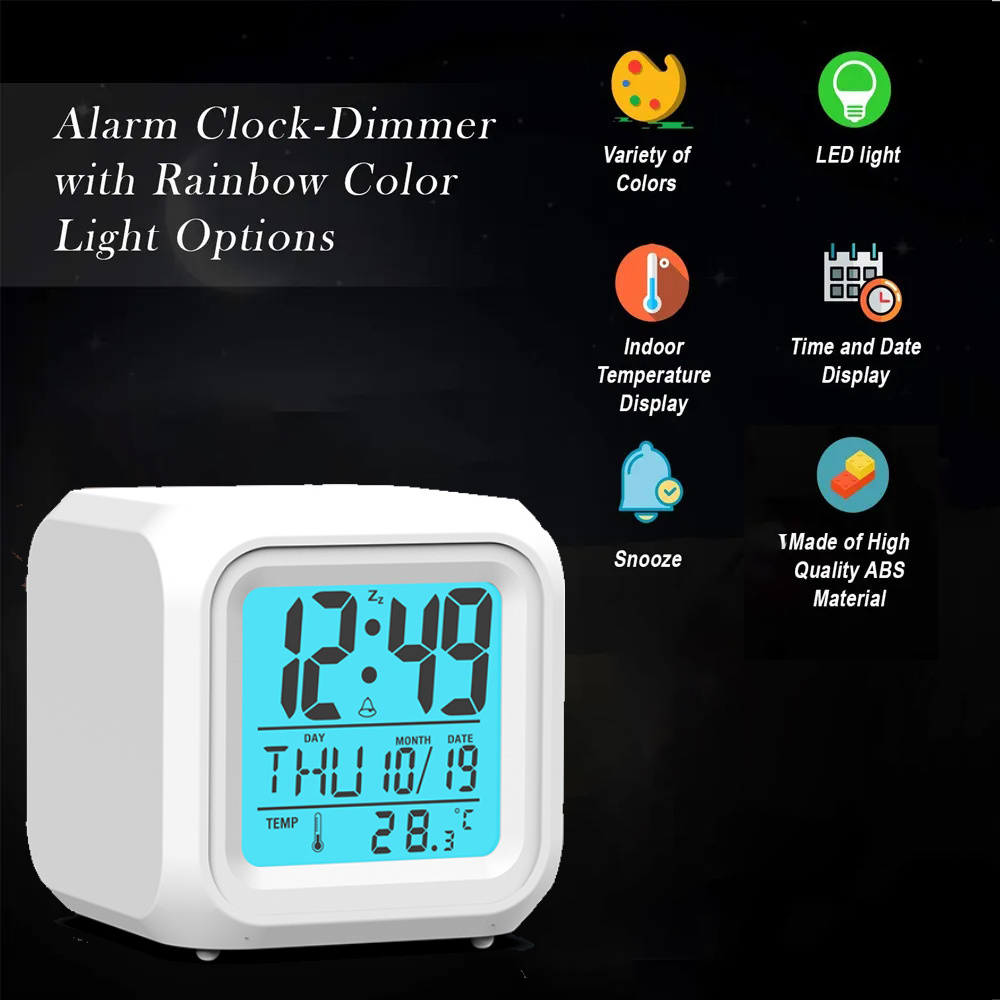 Hot Sale Listing Creative 7 Colors Changing Night Light Children Date Time Sublimation Desk Clock