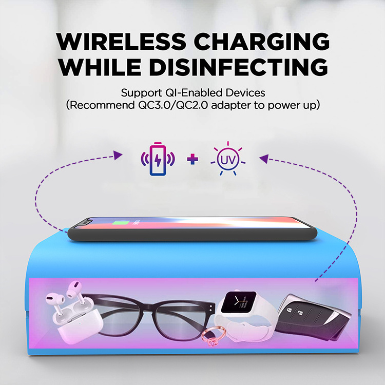 Smart Popular Portable Uvc Wireless Charger Box Phone Cleaner Mobile Phone Smart Box With Wireless Phone Charger