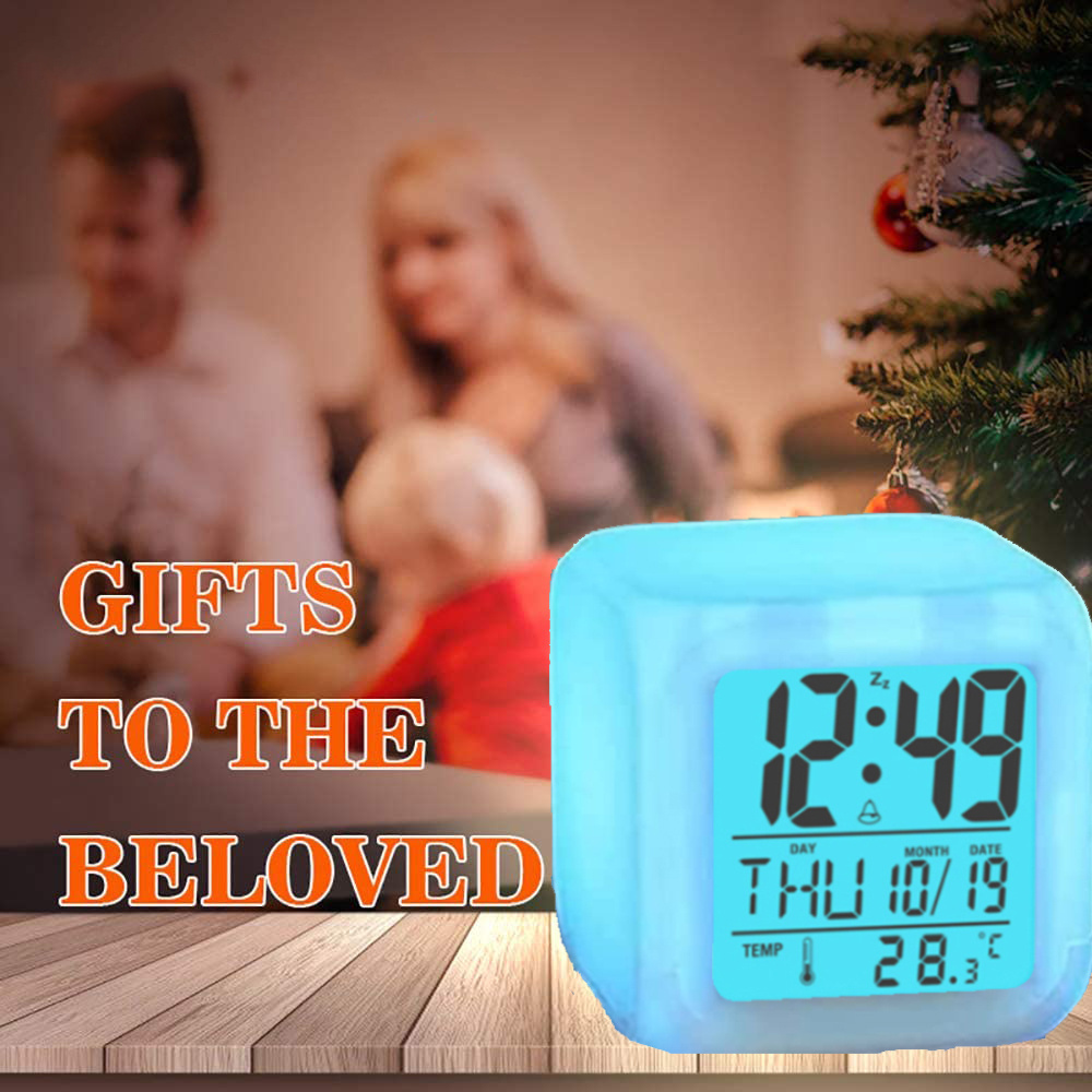 Hot Sale Listing Creative 7 Colors Changing Night Light Children Date Time Sublimation Desk Clock