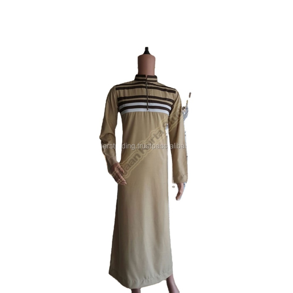 Wholesale Thobe Collar Long Sleeve Dress Lace Muslim Abaya thobe for men