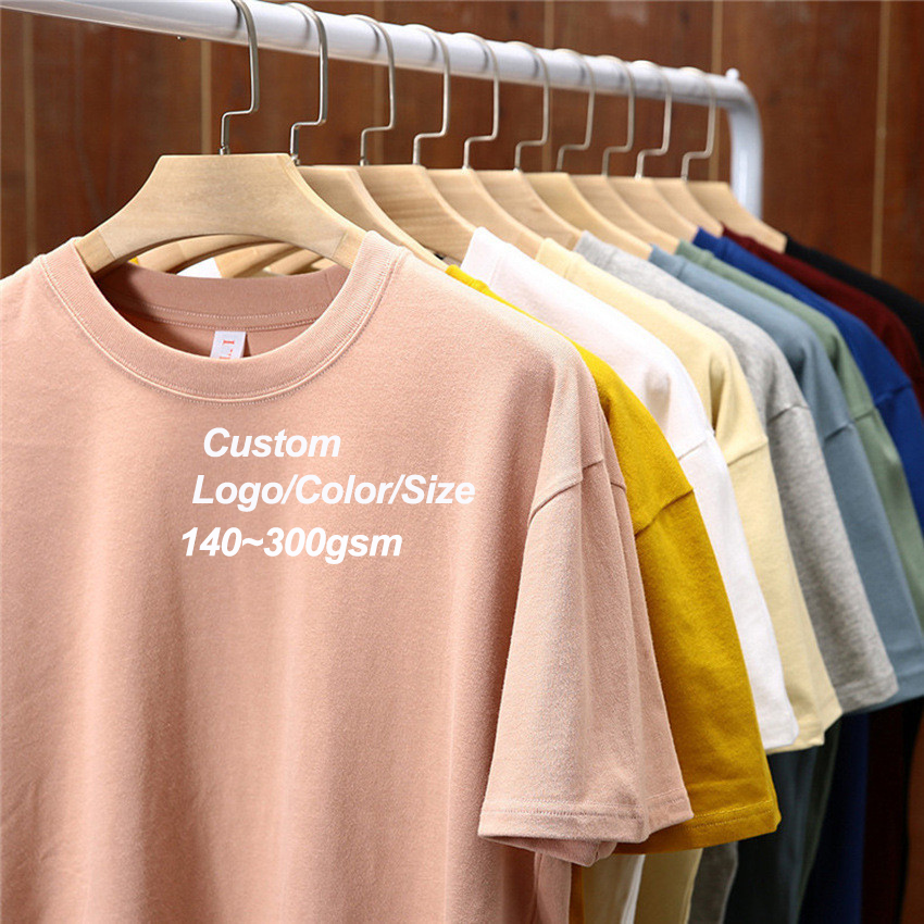 High Quality Heavy Weight  Plus Size 100% Cotton Mans T-shirts Custom Blank Printing Embroidery  Unisex Oversized T Shirt