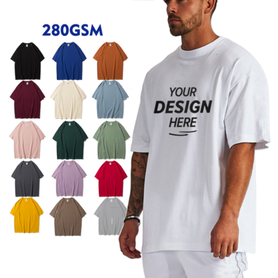 High Quality Heavy Weight  Plus Size 100% Cotton Mans T-shirts Custom Blank Printing Embroidery  Unisex Oversized T Shirt