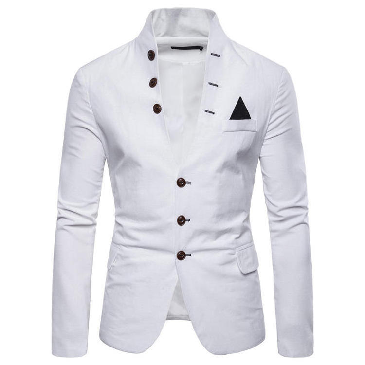 Trending V-neck Design Elegant Plus Size Plain Blazers Slim Long Sleeve Tops Single Men's Tuxedo Suit