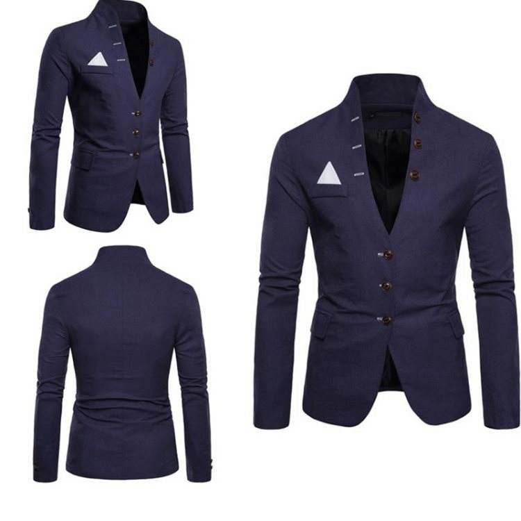 Trending V-neck Design Elegant Plus Size Plain Blazers Slim Long Sleeve Tops Single Men's Tuxedo Suit