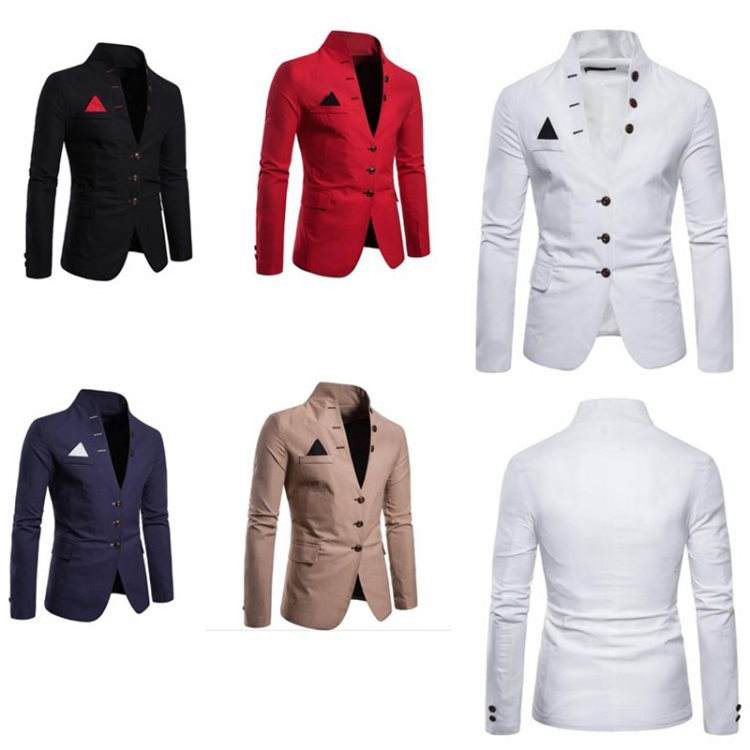 Trending V-neck Design Elegant Plus Size Plain Blazers Slim Long Sleeve Tops Single Men's Tuxedo Suit