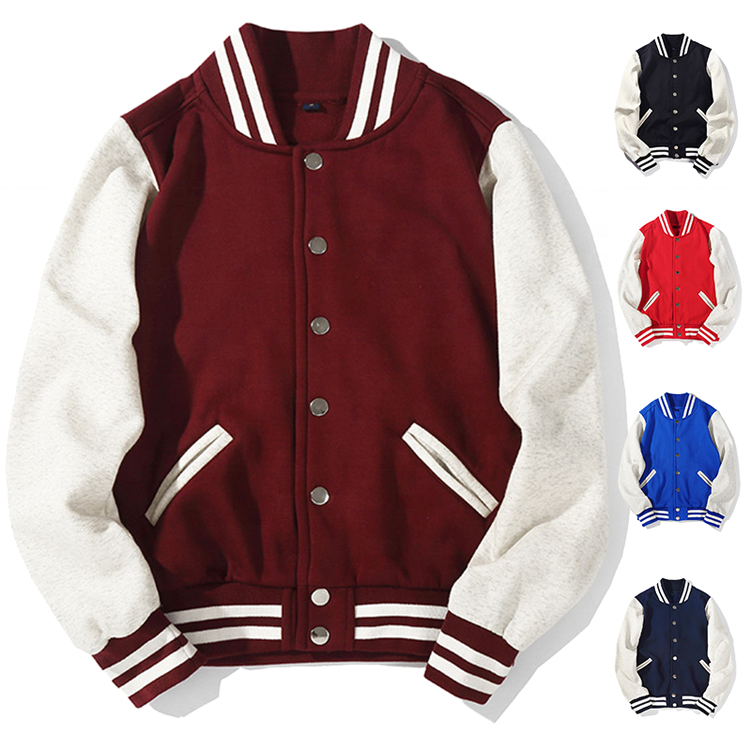 Rbx Custom 270g Cotton Men Old School Varsity Jackets Men Wholesale Blank Cropped Letterman Varsity Jackets Custom