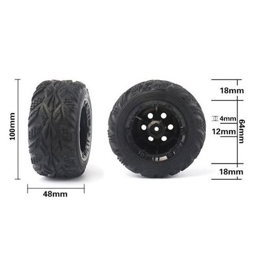 2 pcs 100mm Speed Car Tire Wheel Monster Truck Wheels Auto Upgrade Parts For 1/12 RC car Wltoys 12428 FY-03