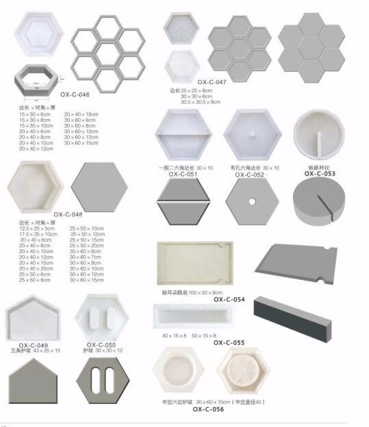 Plastic mould for paver stone by compressing with wet concrete