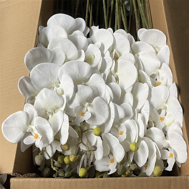 Factory Customized Bulk Silk Artificial Phalaenopsis Wholesale Wedding Decor White Butterfly Orchids Artificial Flowers