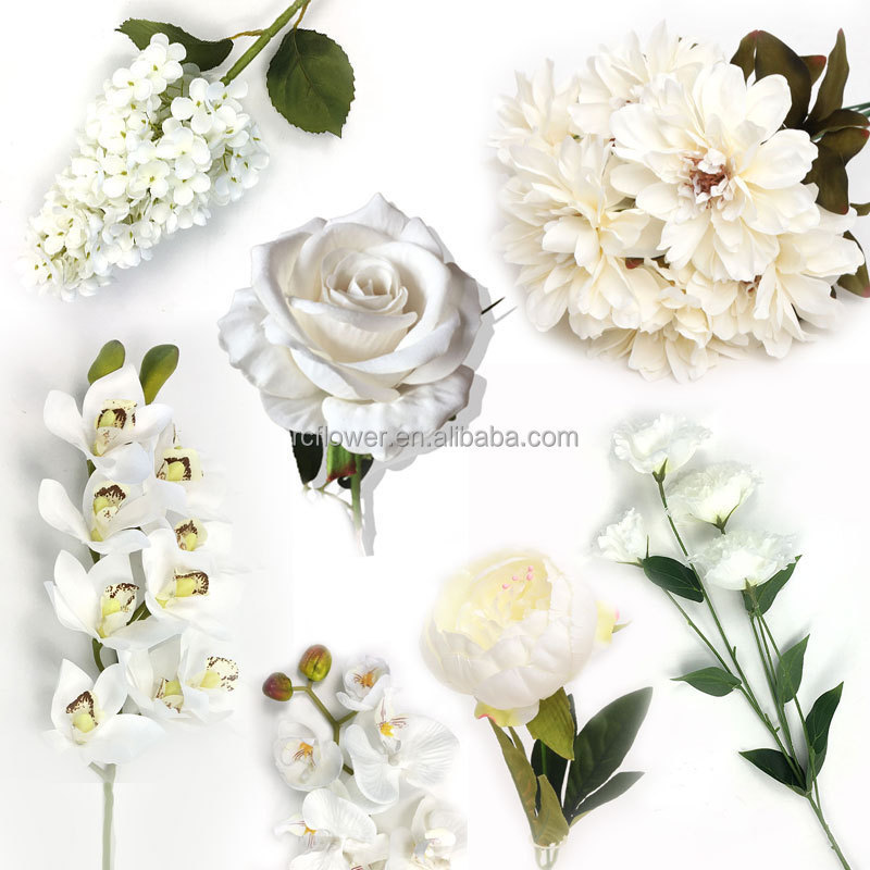 Artificial Flowers White Wholesale Wedding Decor Bulk Silk White Roses Cherry Blossom Branch orchid daisy flower bouquet