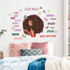 Wholesale Cartoon Inspirational Letter Girl Wall Decal Paper Living Room Bedroom Children's Room  Decoration Wall Decal