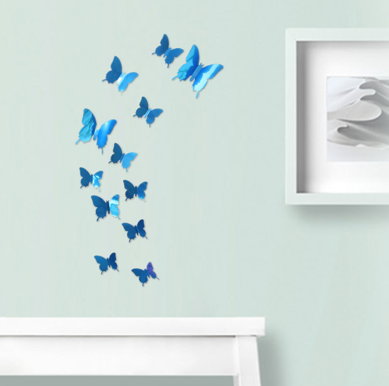 Hot selling 3D mirror butterfly home decoration 3D butterfly wall stickers bedroom living room study decoration