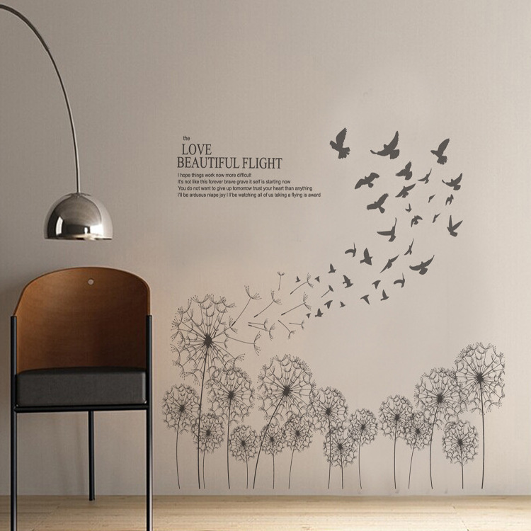 Dandelion Wall Stickers Home Decoration Room Decor DIY Vinyl Wall Decals for Bedroom TV Sofa Background Wallpapers