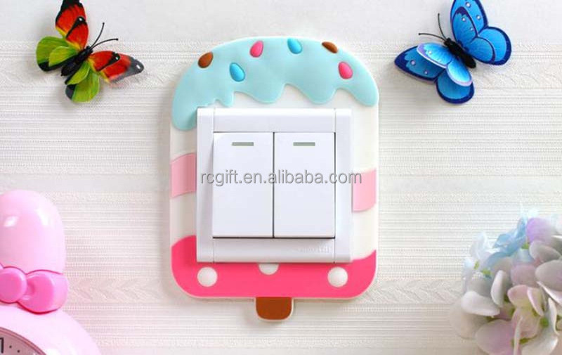 Cute Cartoon Switch Sticker Glow in Dark Wall Sticker Luminous Switch or Socket Soft Silicone Protect Cover On-Off Decor Sticker