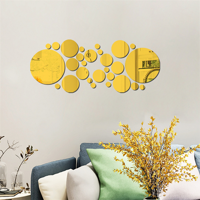 26pc/sets Removable Acrylic Mirror Setting Wall Sticker Decal for Home Living Room Bedroom Decor Custom