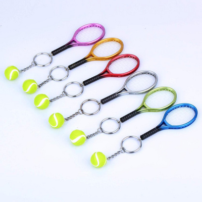 Cute Sport Mini Tennis Racket Pendant Keychain Keyring Key Chain Ring Finder Holer Accessories Gifts for Teenager Fan