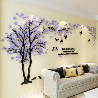 Acrylic 3D Wall Stickers home decor creative wall decals living room lovers tree wall stickers