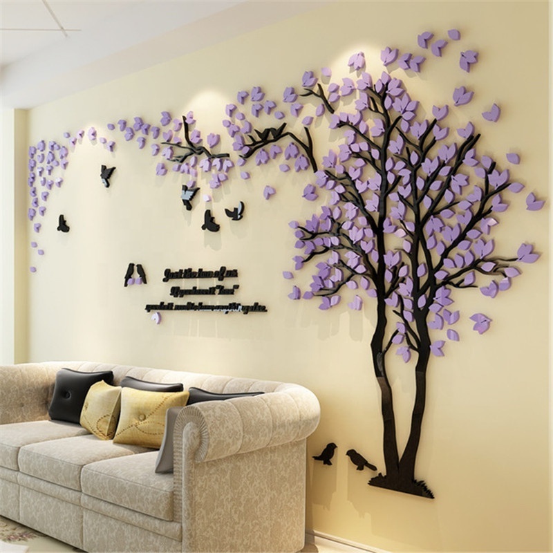 Acrylic 3D Wall Stickers home decor creative wall decals living room lovers tree wall stickers